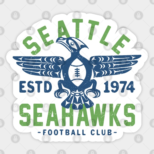 Vintage Seattle Seahawks 2 by Buck Tee Originals Sticker by Buck Tee